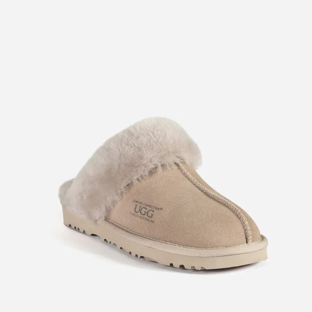 Ugg Slippers Premium Australia Sheepskin Unisex Scuffette Suede (Unisex Cow Suede) (DOVE, EU37)