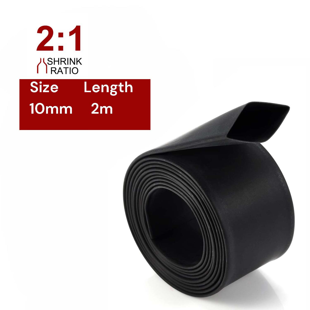 2m Polyolefin Shrink Tube 25/64 (10mm) 2:1 Ratio Heat Shrink Tubing Sleeving Wrap Shrinking