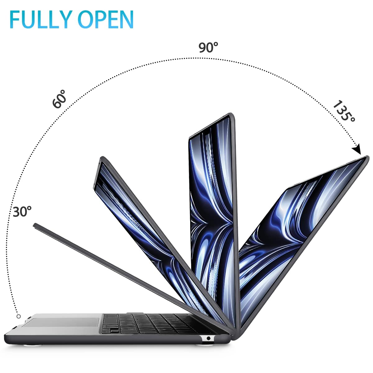 15 inch Air 2023 MacBook Air Matte Case A2941 M2 Chip Hard Shell Case Keyboard Cover Black