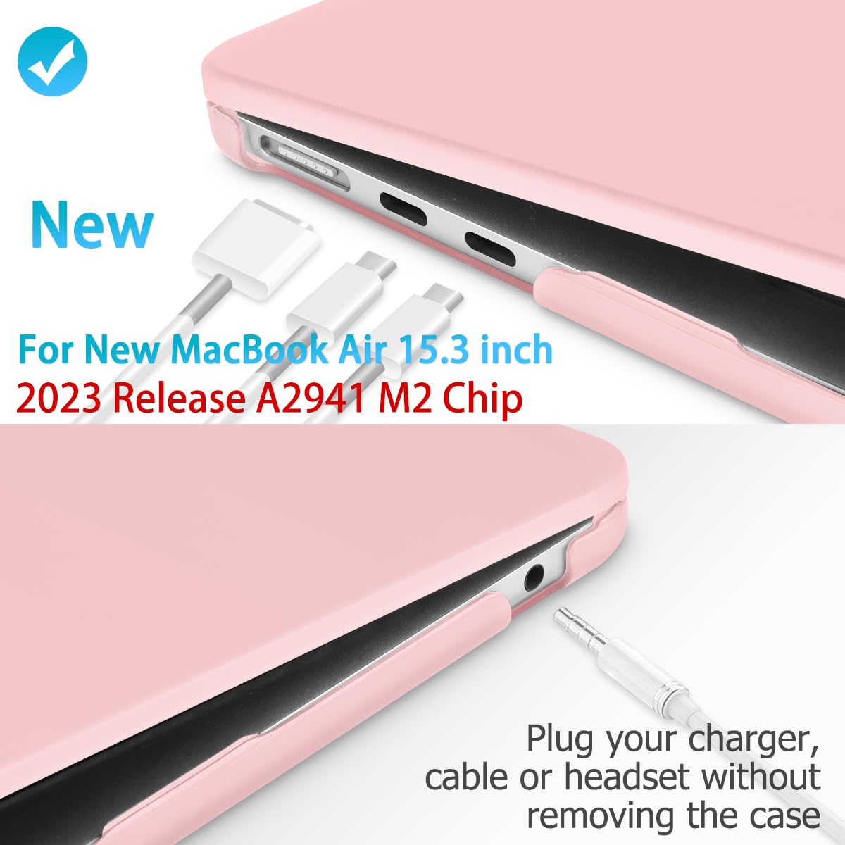 15 inch Air 2023 MacBook Air Matte Case A2941 M2 Chip Hard Shell Case Keyboard Cover Sold Pink