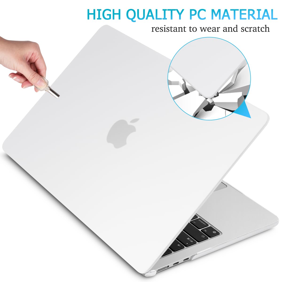 15 inch Air 2023 MacBook Air Matte Case A2941 M2 Chip Hard Shell Case Keyboard Cover White