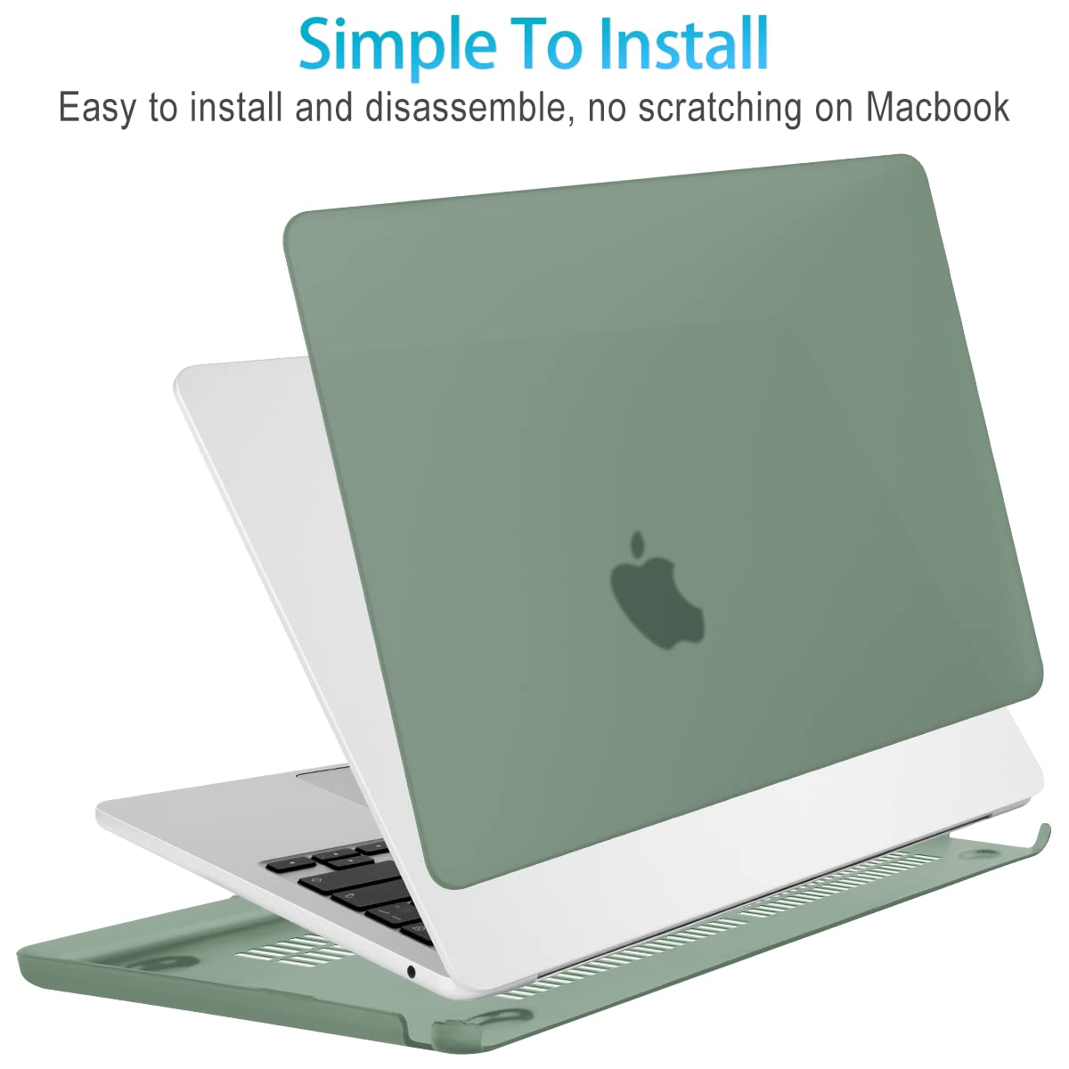 15 inch Air 2023 MacBook Air Matte Case A2941 M2 Chip Hard Shell Case Keyboard Cover Midnight Green