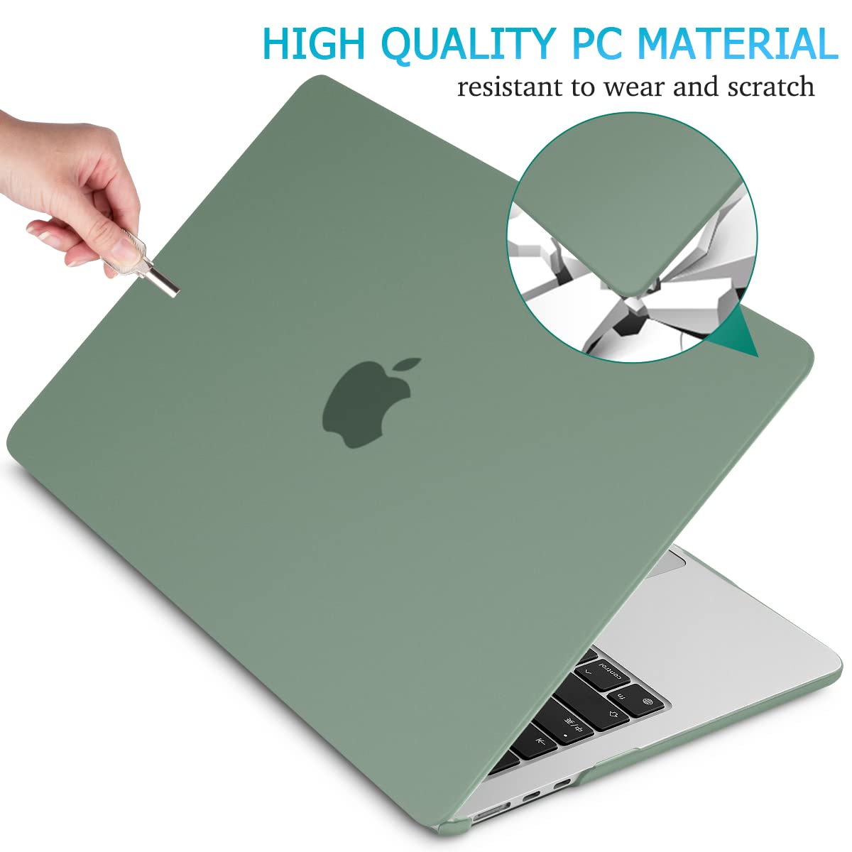 Midnight Green Hard Shell Case for 2023 15 MacBook Air A2941 with M2 Chip & Keyboard Cover