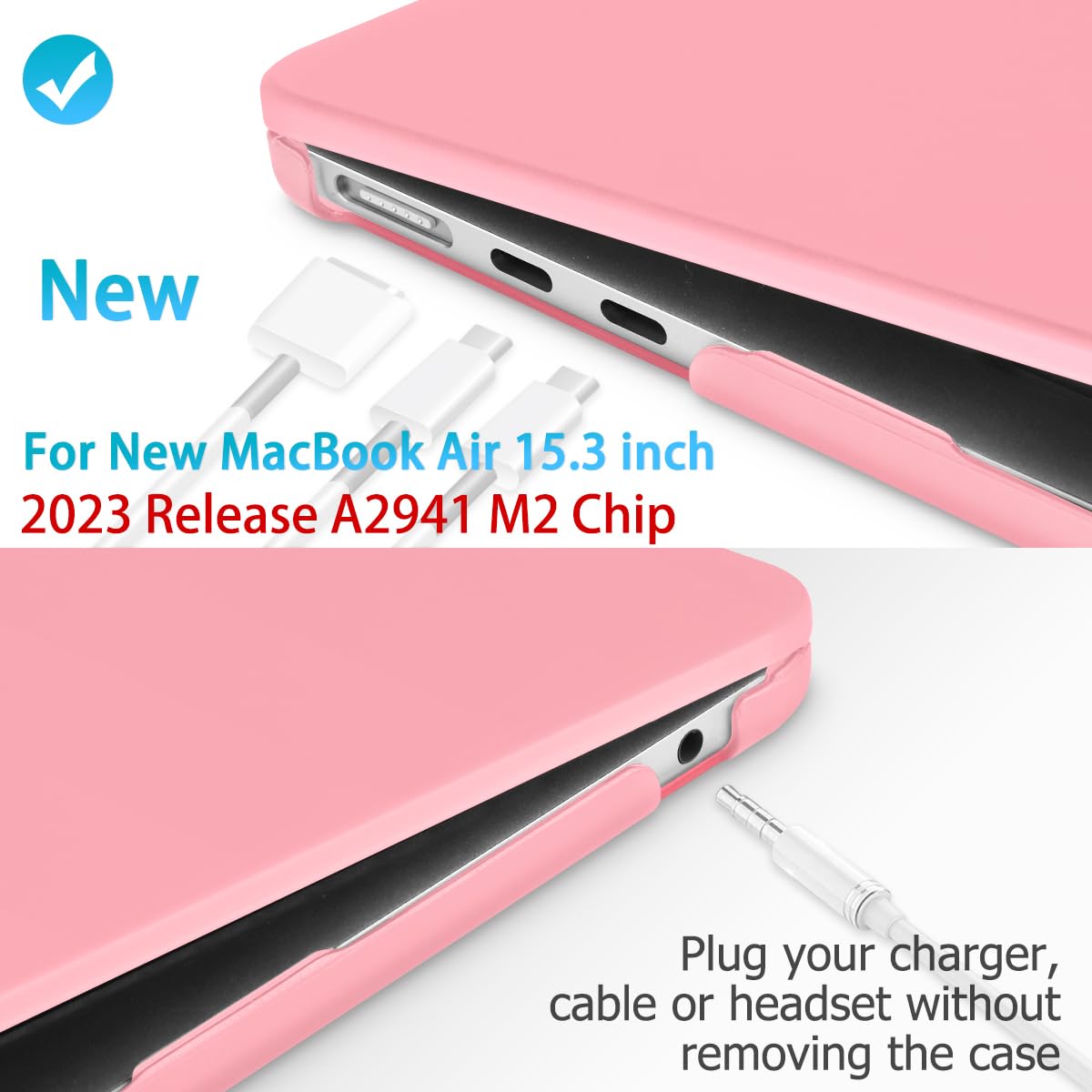 15 inch Air 2023 MacBook Air Matte Case A2941 M2 Chip Hard Shell Case Keyboard Cover Pink
