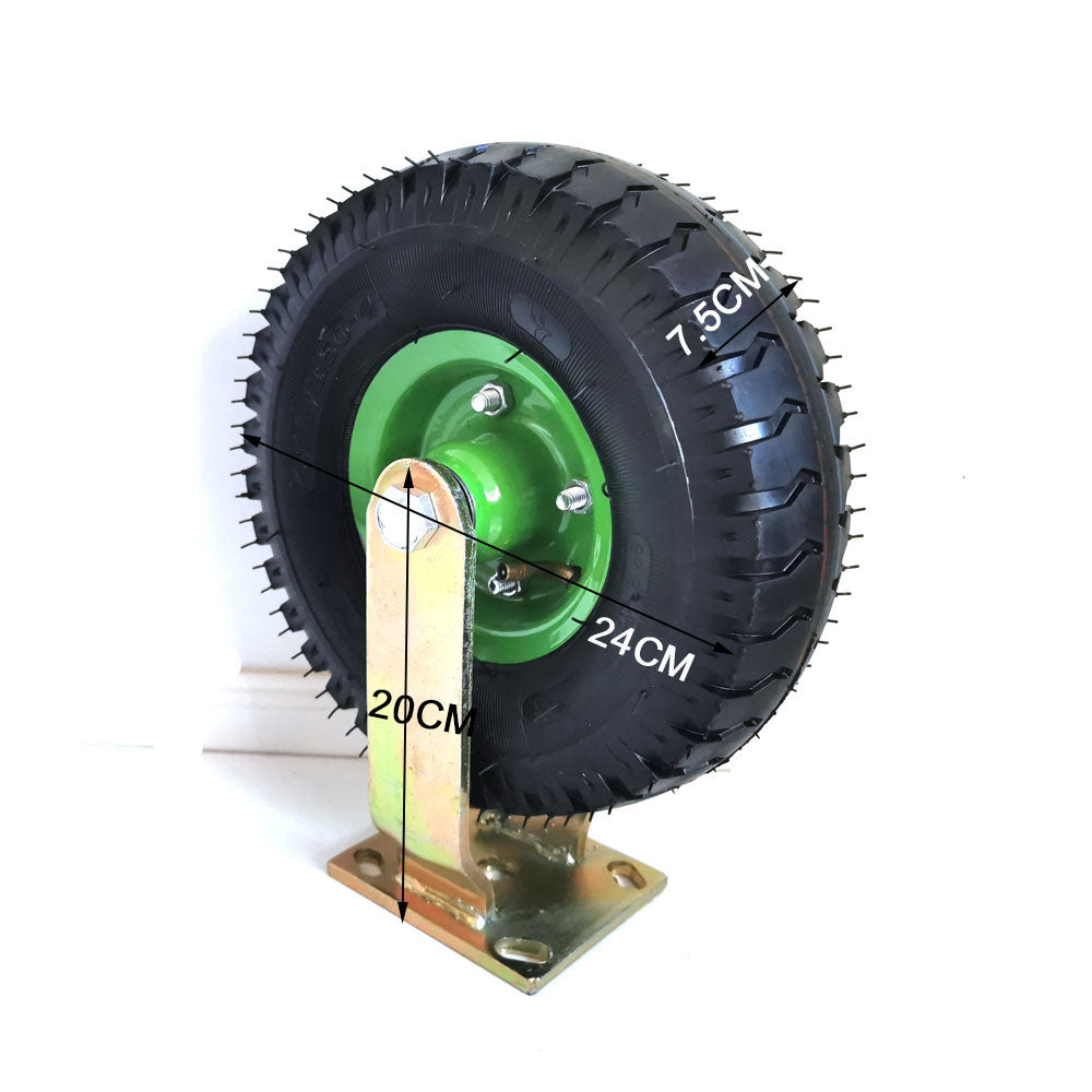 10Inch Fixed Castor Caster Pneumatic Tyres Tyre Wheel Trolley Cart Wheelbarrow