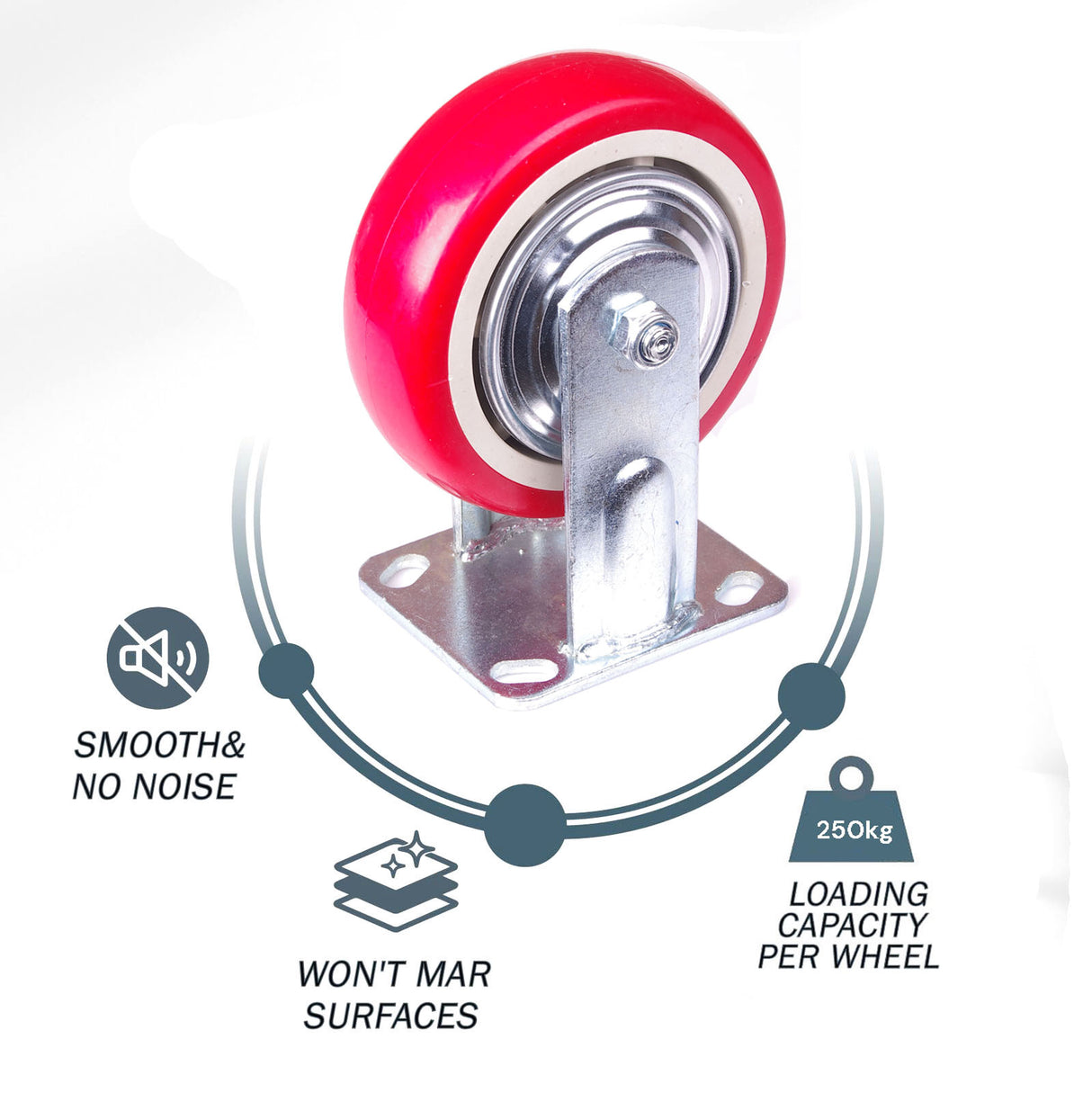 4x 5 inch Industrial Swivel Brake Locking Caster Castor Wheels Casters 2x swivel 2x fixed for Cart Furniture Workbench