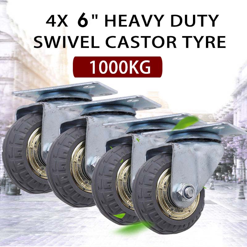 4x 6 150mm Heavy Duty Industrial Swivel Caster Wheels (2x swivel + 2x fixed ) Castor 1000KG Trolley