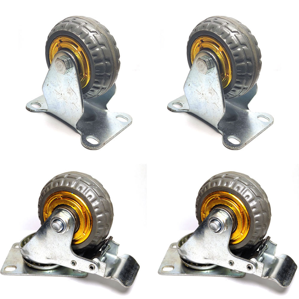 4x 3 Heavy Duty Industrial 2x Swivel Brake + 2x fixed Caster Wheel Wheels Castor 500KG Trolley