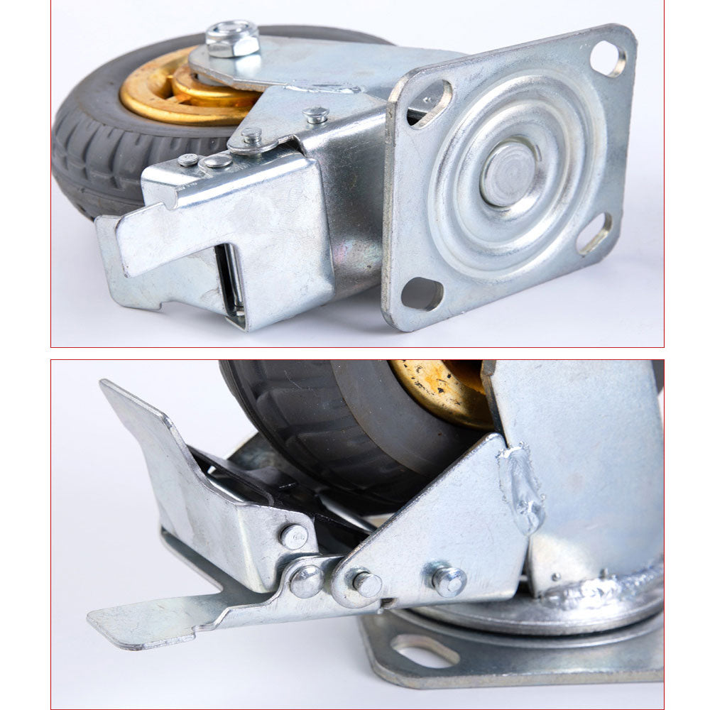 4x 8 Heavy Duty Industrial 2x Swivel Brake + 2x fixed Caster Tyre Tyres Wheel Wheels Castor 1000KG Trolley