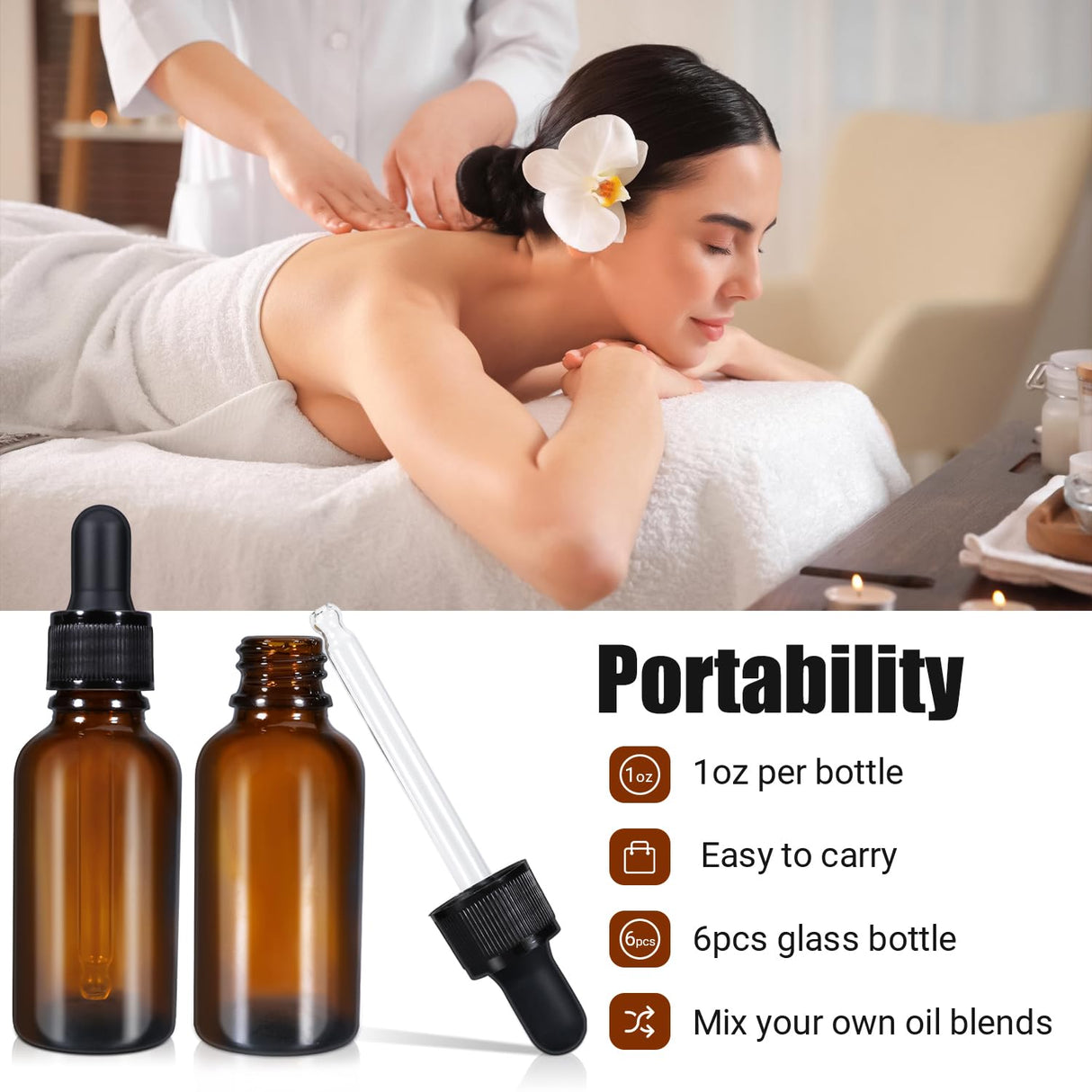 5-Pack 20ml Amber Glass Dropper Bottles - Perfect for Essential Oils and Tinctures