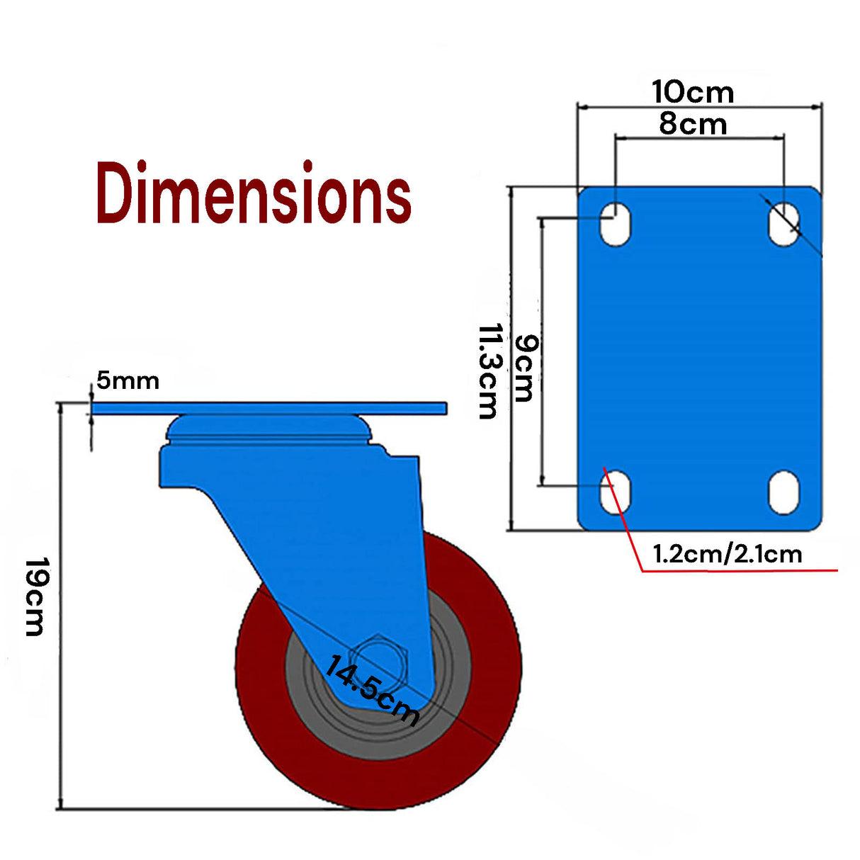 6 inch Industrial Caster Wheels Swivel with Brake Locking Casters Castor Wheels Cart Furniture Workbench