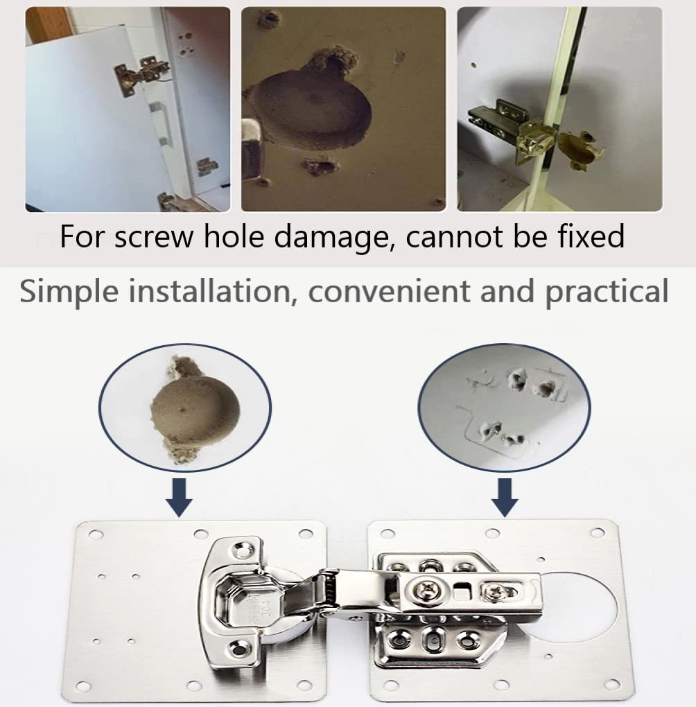 6-Pack Durable Stainless Steel Hinge Repair Brackets with Screws for Furniture Restoration