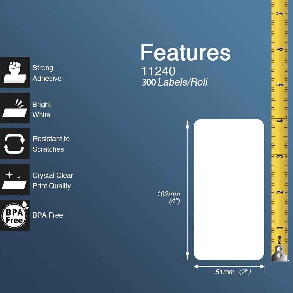 6-Pack DK11240 Thermal Labels for Brother QL Series Printers (QL500, QL560, QL570, QL580N, QL1060N, etc.)