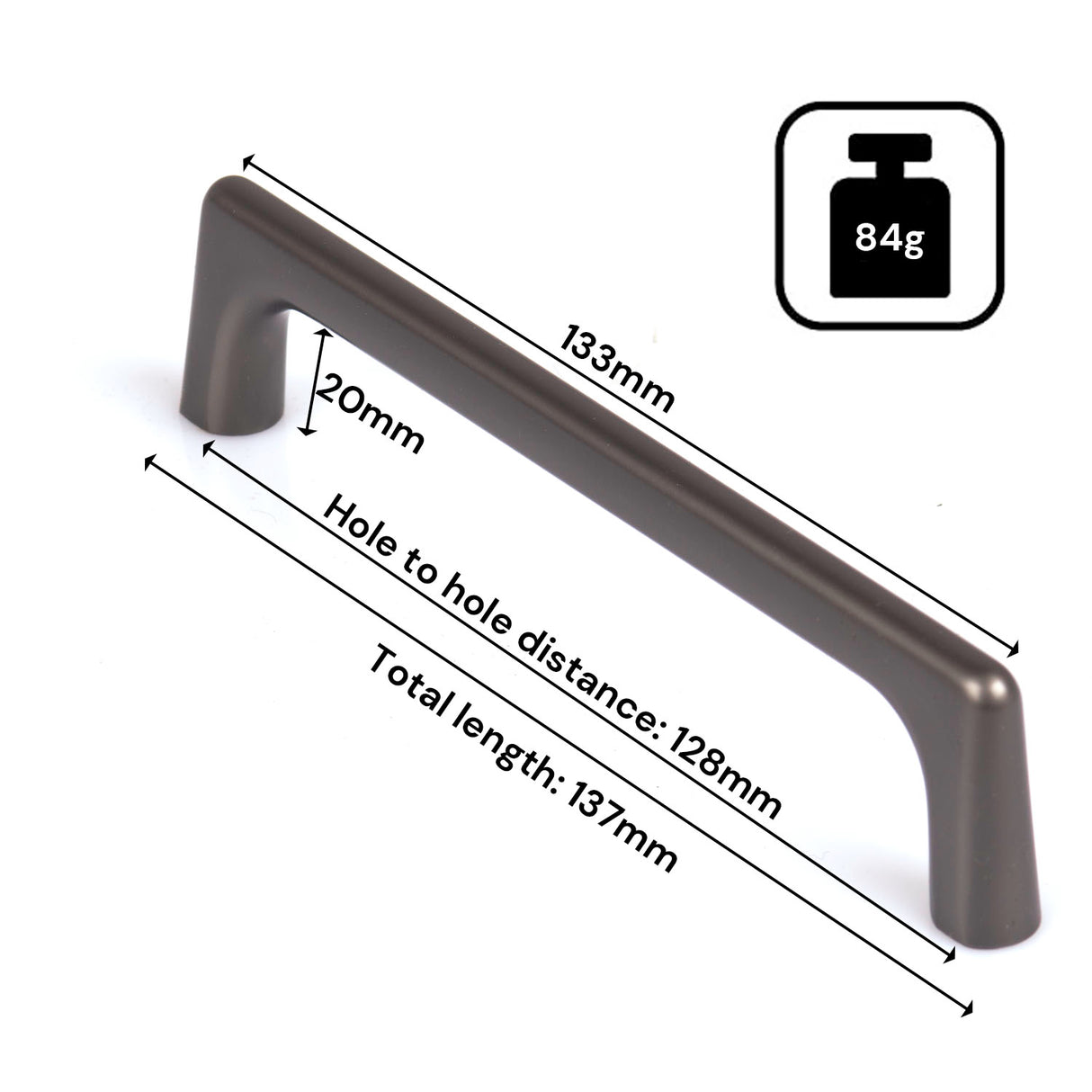 Contemporary 128mm Black Zinc Cabinet Handles for Stylish Kitchen Upgrade