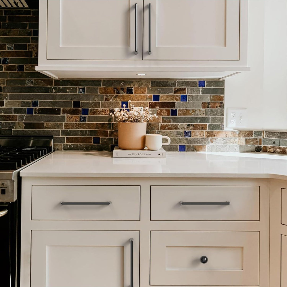 Contemporary 128mm Black Zinc Cabinet Handles for Stylish Kitchen Upgrade