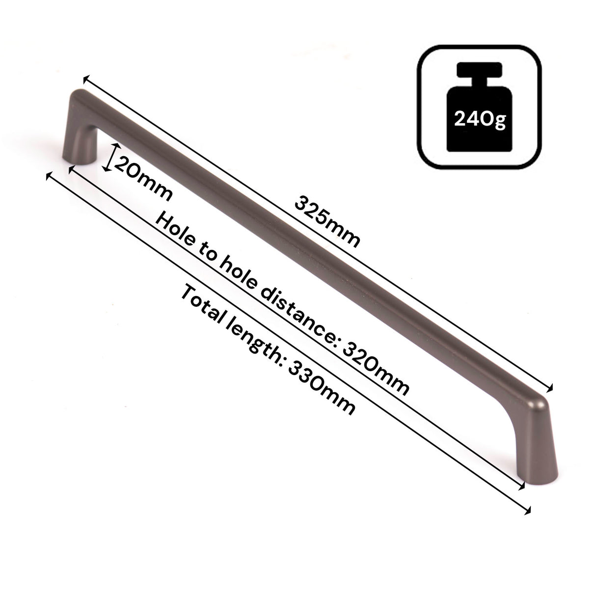 Contemporary 320mm Black Zinc Drawer Pulls for Stylish Kitchen Cabinets