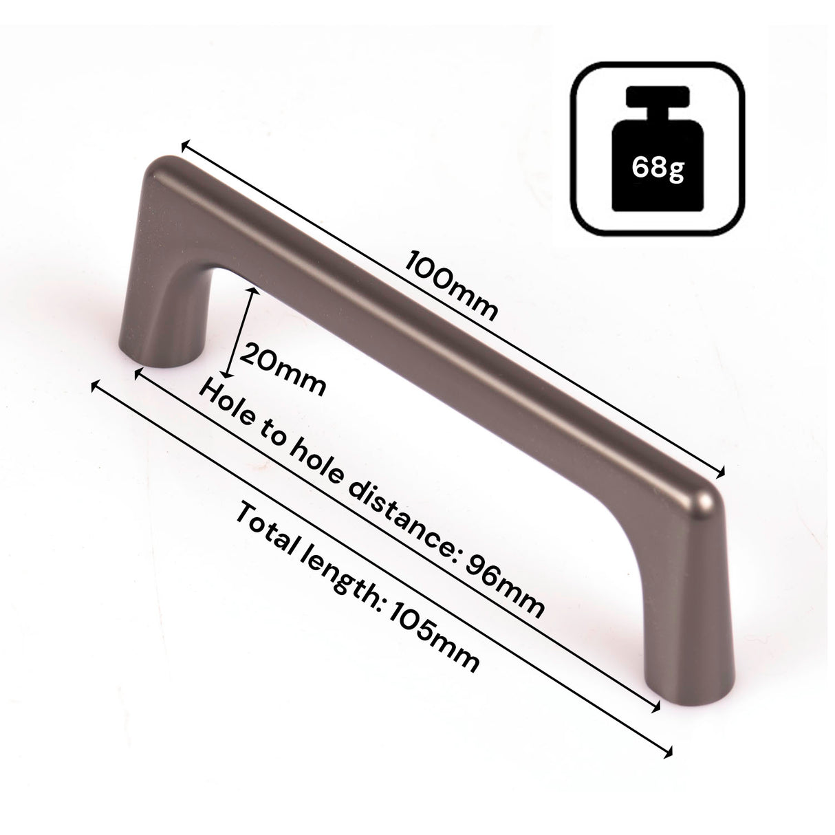 Contemporary Zinc Drawer Handles - 96mm Sleek Cabinet Pulls