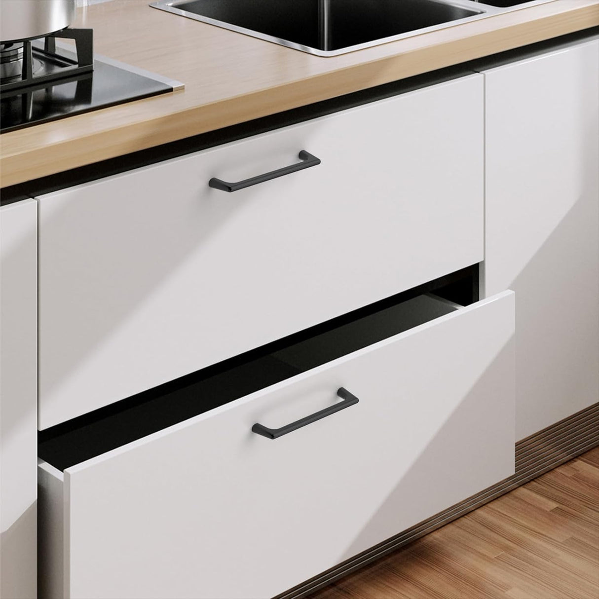 Contemporary Zinc Drawer Handles - 96mm Sleek Cabinet Pulls