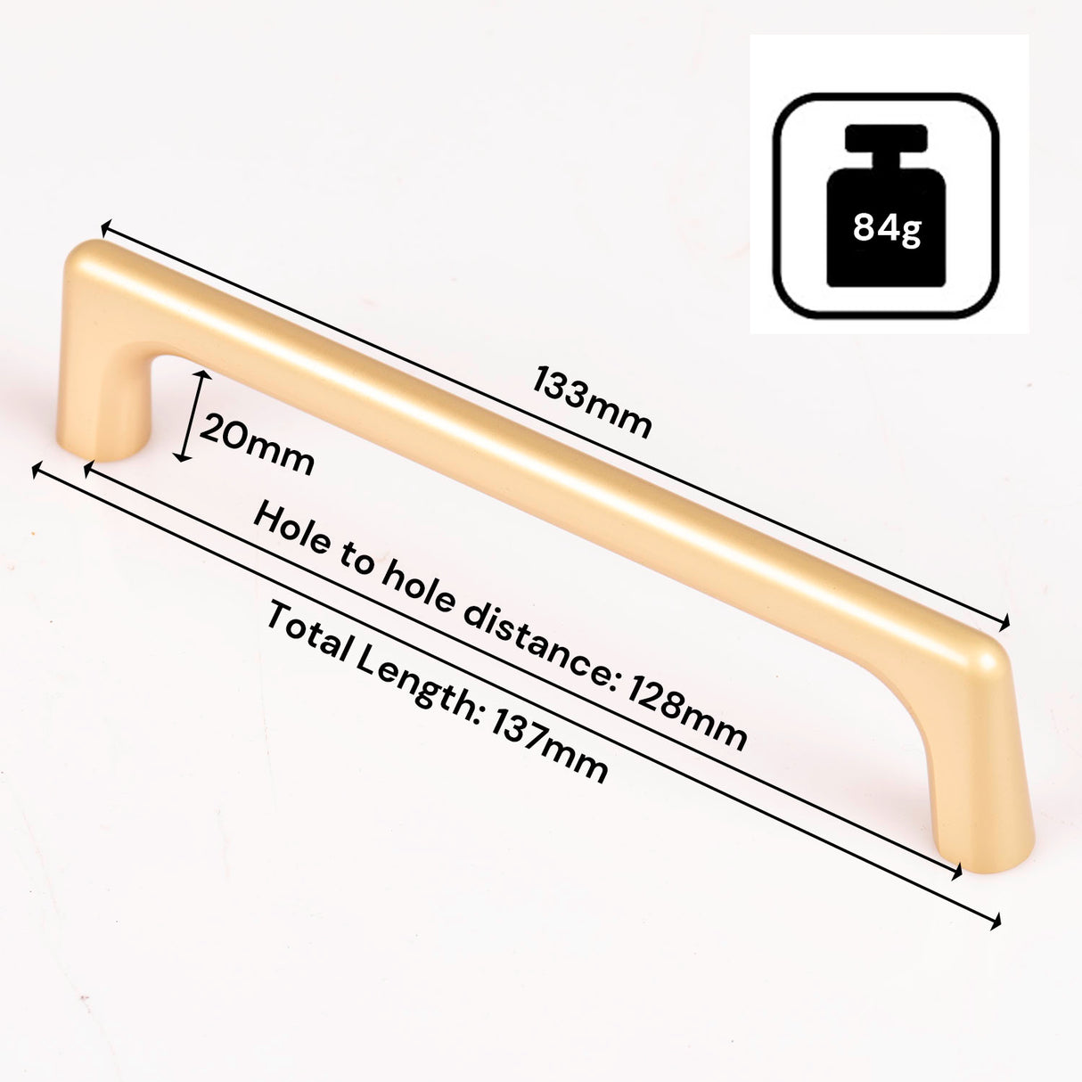 Contemporary Gold Zinc 128mm Kitchen Cabinet Drawer Handle