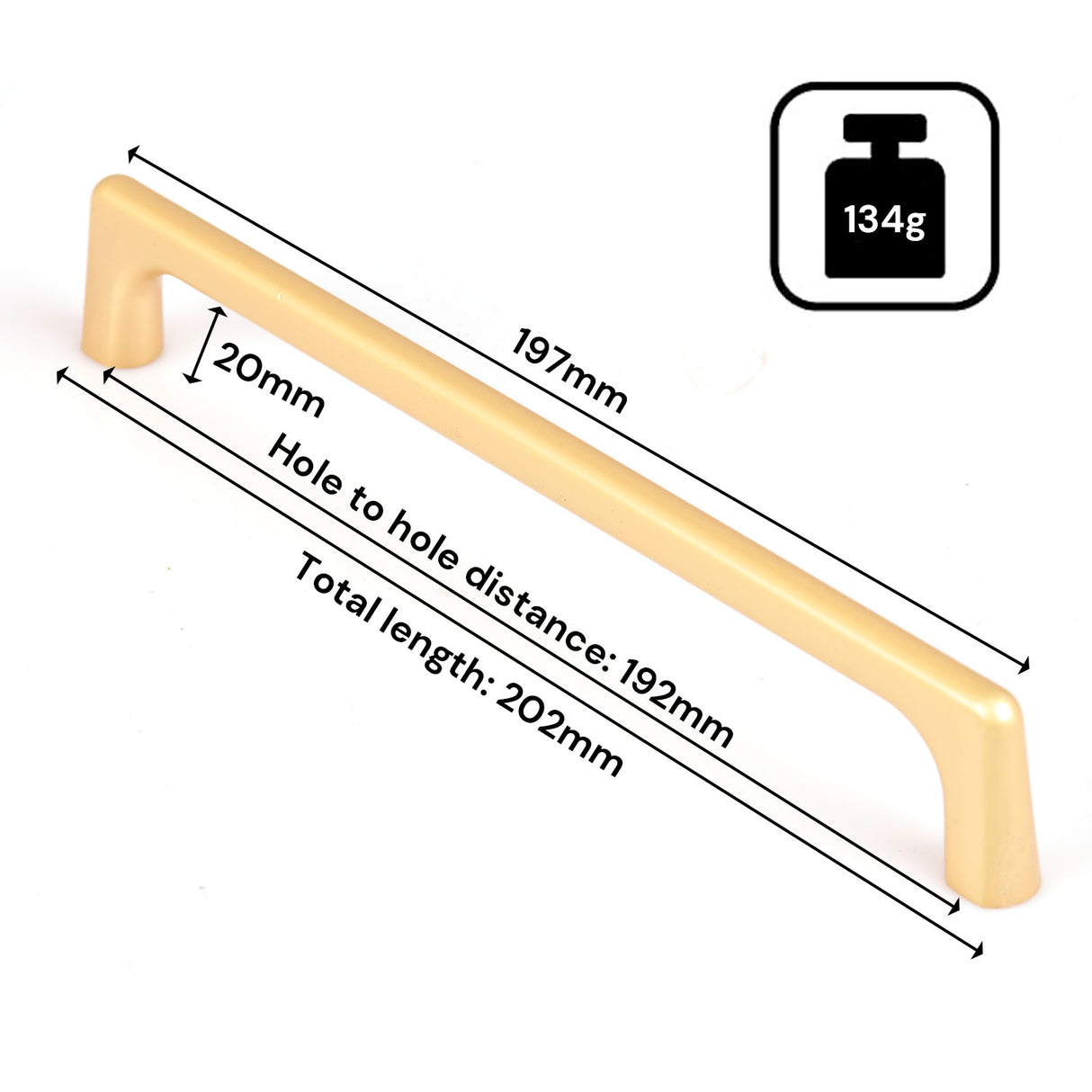 Contemporary Gold Zinc Drawer Handles - 192mm Cabinet Pulls with Laser Edge Design