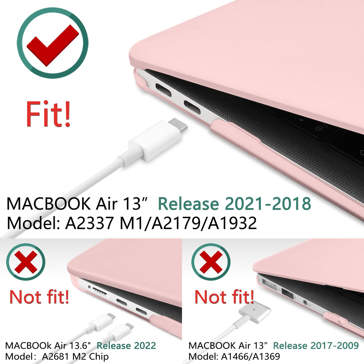 MacBook Air 13-Inch Protective Case with Keyboard Cover - Fits Models A1932, A2179, A2337 (2018-2022)