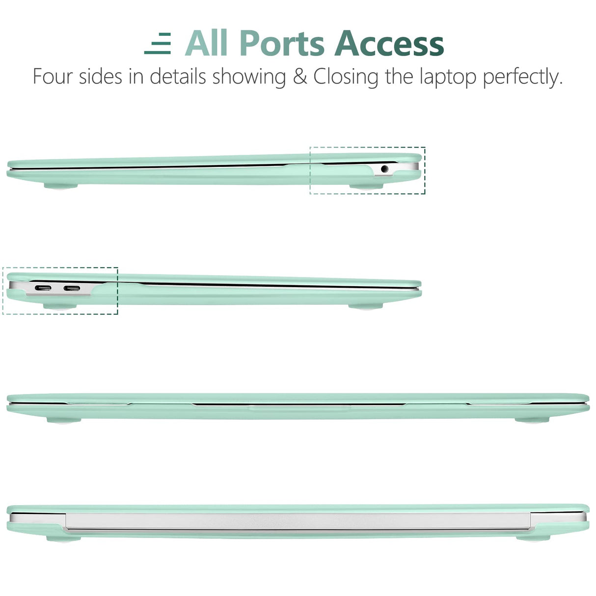 MacBook Air 13 Inch Protective Shell Case with Keyboard Cover - Green, Fits Models A1932, A2179, A2337 (2018-2020)