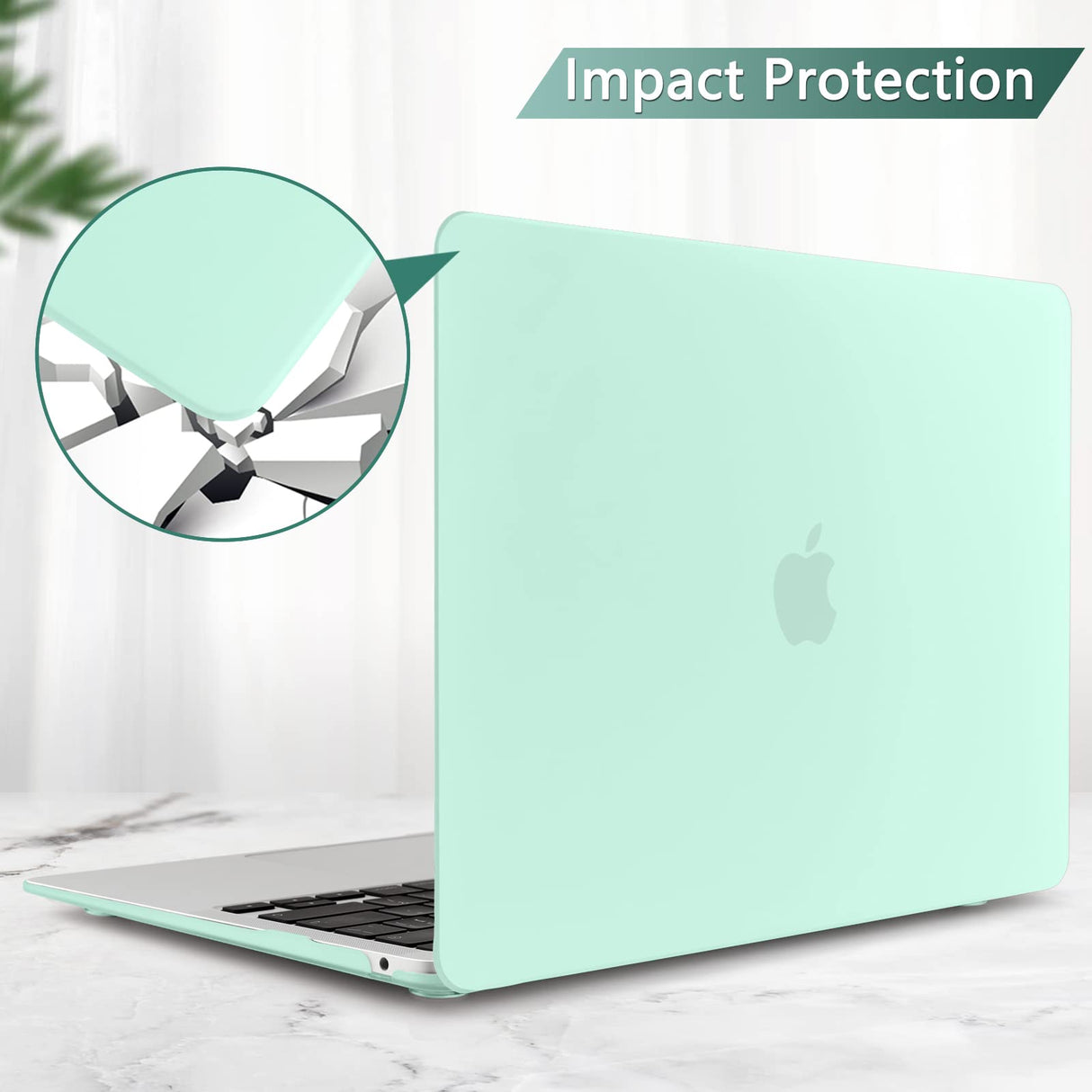 MacBook Air 13 Inch Protective Shell Case with Keyboard Cover - Green, Fits Models A1932, A2179, A2337 (2018-2020)