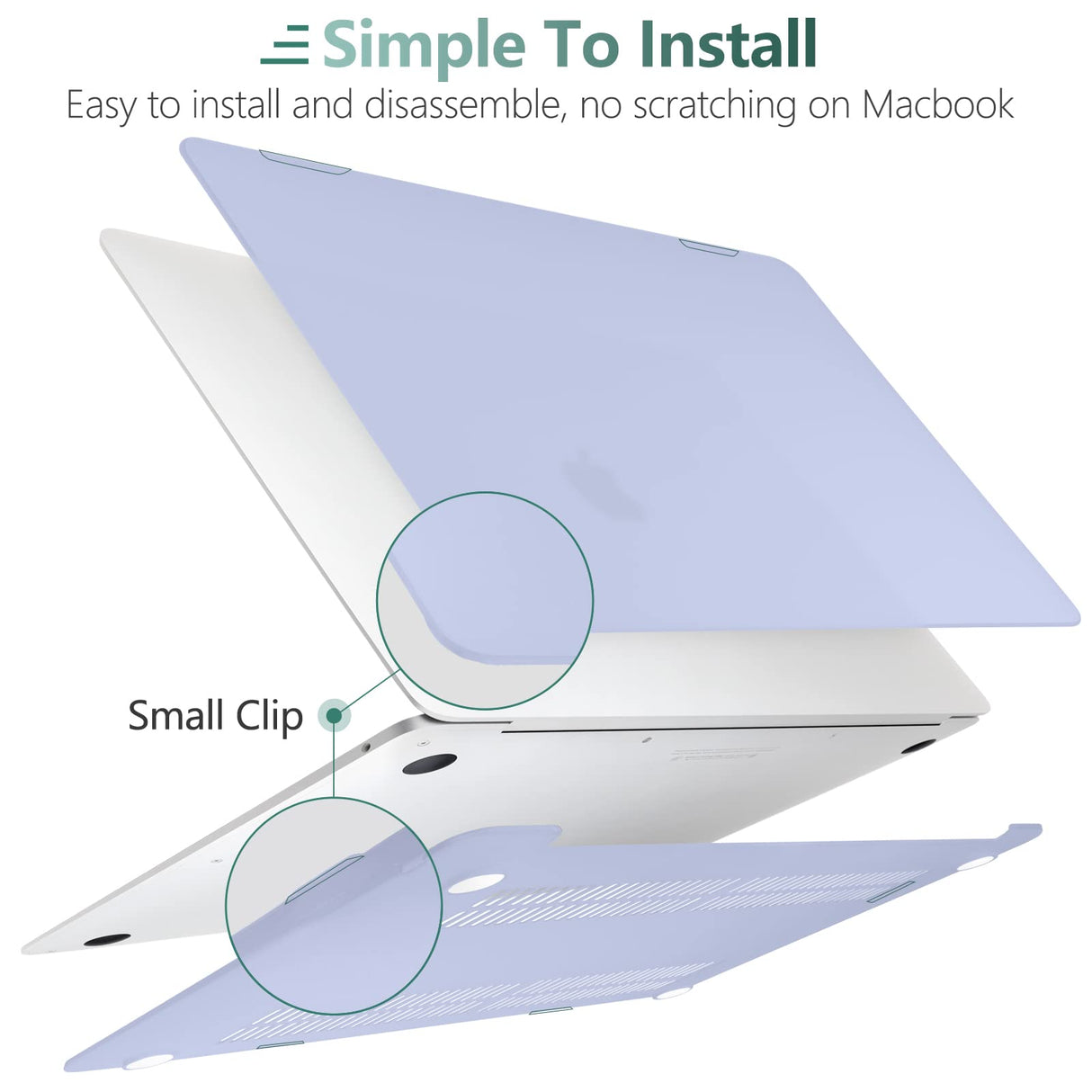 Lavender Grey Protective Case & Keyboard Cover for MacBook Air 13 (2018-2022 Models A1932, A2179, A2337)