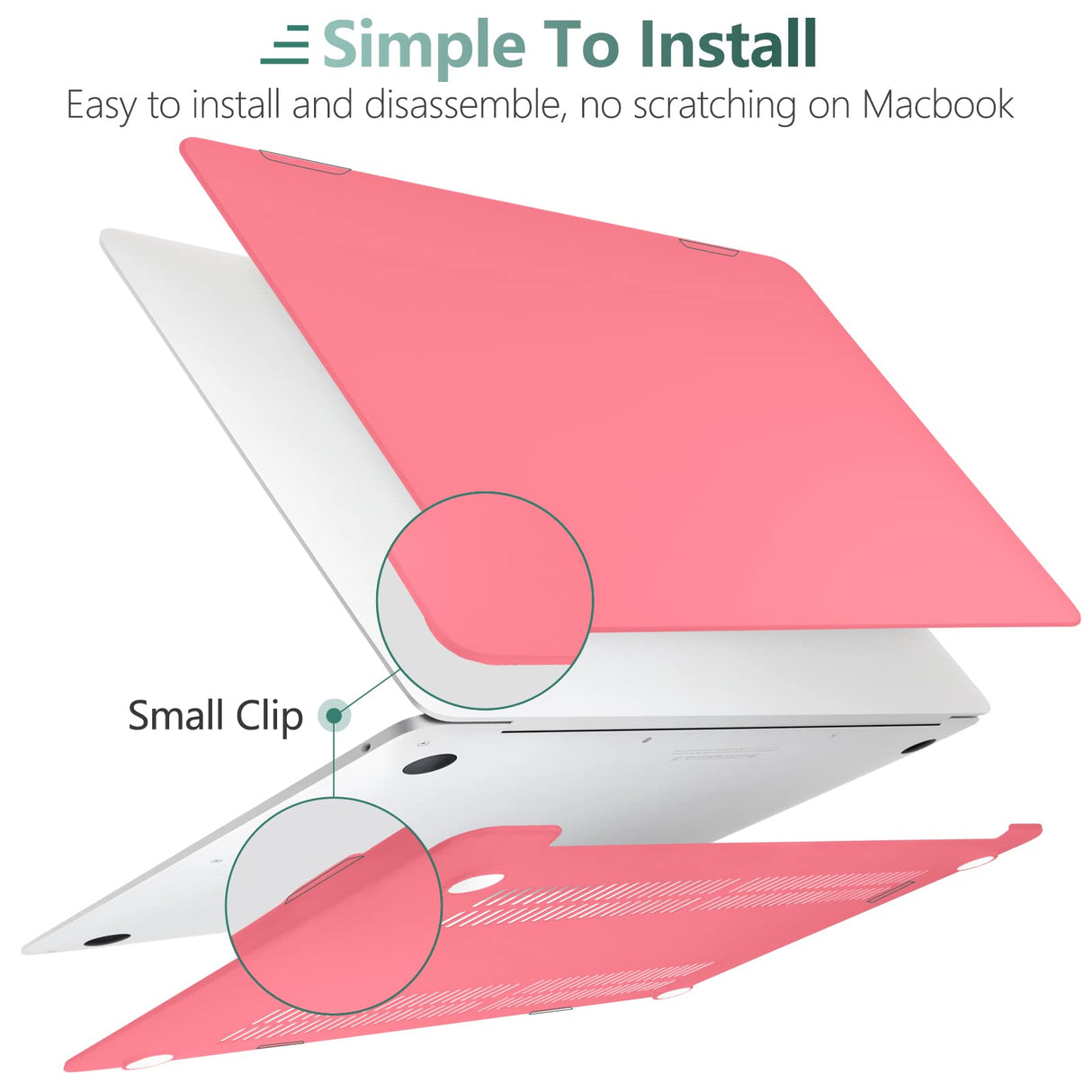 Pink Shell Case and Keyboard Cover for MacBook Air 13 Inch (2018-2022) - Model A1932, A2179, A2337 C