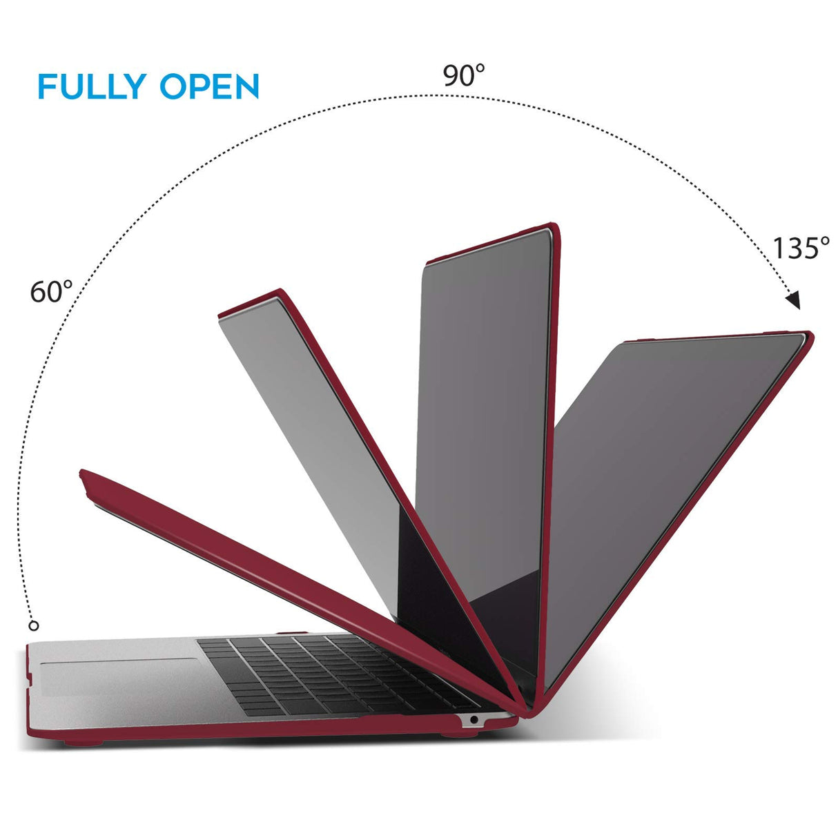 Wine Red Shell Case with Keyboard Cover for MacBook Air 13 (2018-2022) - Models A1932, A2179, A2337