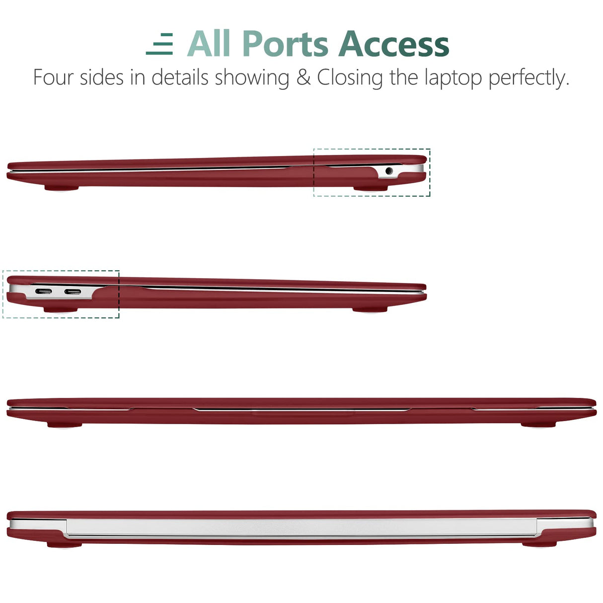 Wine Red Shell Case with Keyboard Cover for MacBook Air 13 (2018-2022) - Models A1932, A2179, A2337