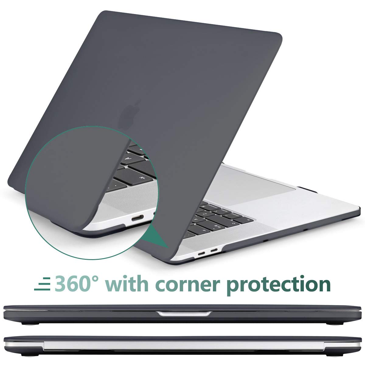 MacBook Pro 13 Inch Hard Shell Case with Keyboard Cover for M1 M2 Models (2016-2023) - Black A2338 A2289 A2251 A2159 Compatible