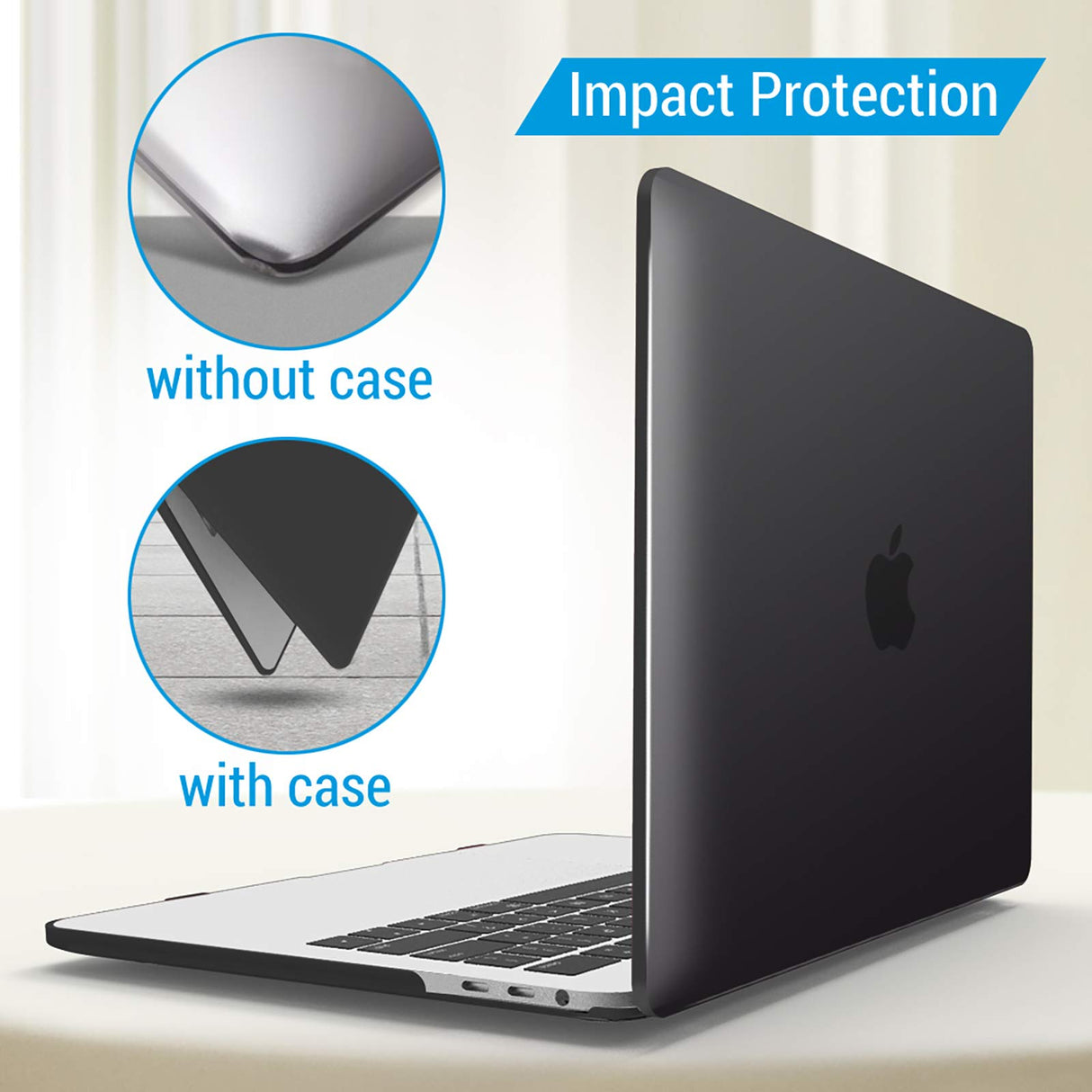 MacBook Pro 13 Inch Hard Shell Case with Keyboard Cover for M1 M2 Models (2016-2023) - Black A2338 A2289 A2251 A2159 Compatible