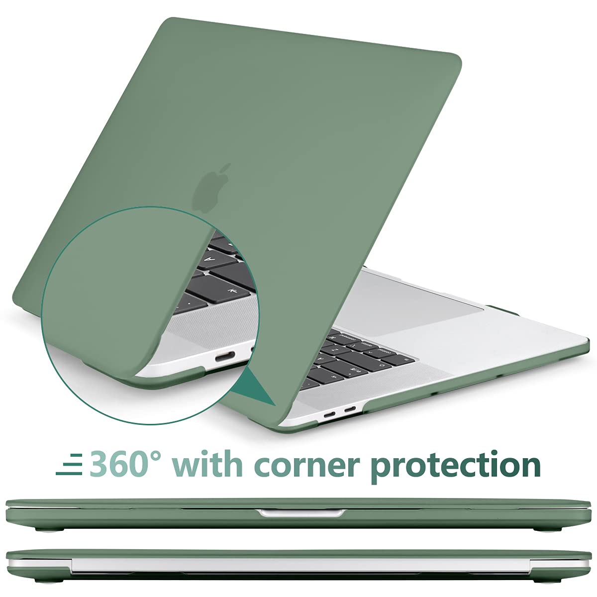 Midnight Green Hardshell MacBook Pro Case with Keyboard Cover for 13 M1 M2 Models (2016-2023) A2338 A2289 A2251 A2159