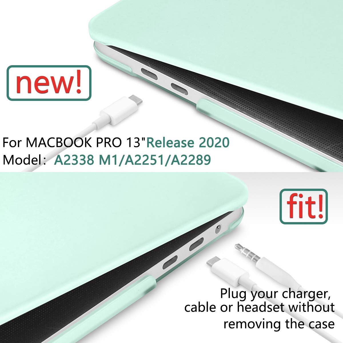 Protective Green Hard Shell Case for MacBook Pro 13 Inch (2016-2023) M1 M2 Models with Keyboard Skin Cover