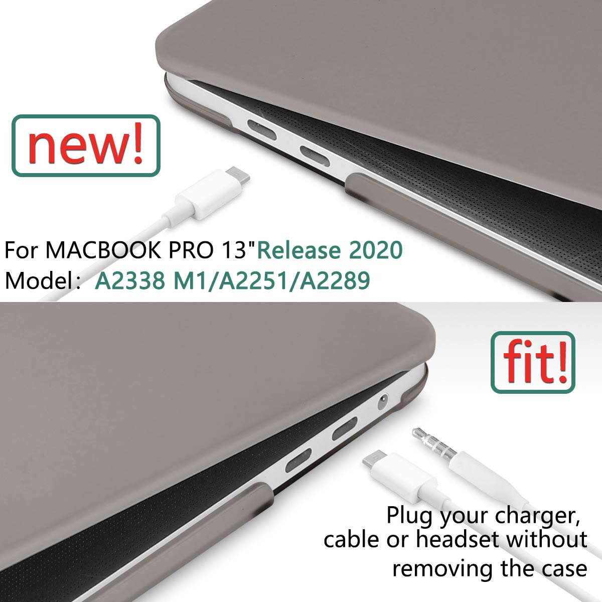 Frosted Hard Shell Cover with Keyboard Skin for 13-Inch MacBook Pro (2016-2023) - Fits M1/M2 Models A2338/A2289/A2251/A2159