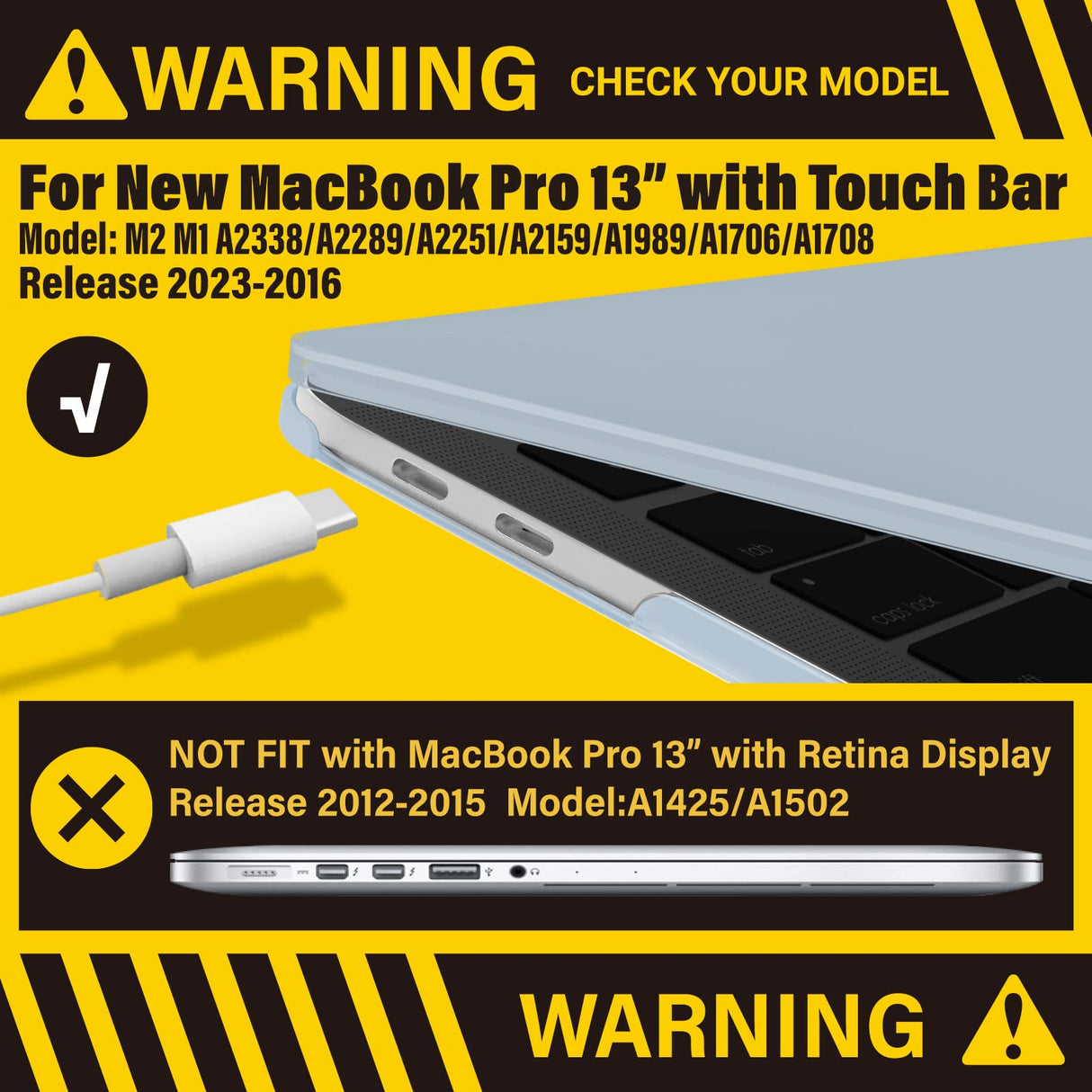 Suitable for MacBook Pro 13 Inch Case 2016-2023 M1 M2 A2338 A2289 A2251 A2159 Hard Shell Case Keyboard Cover