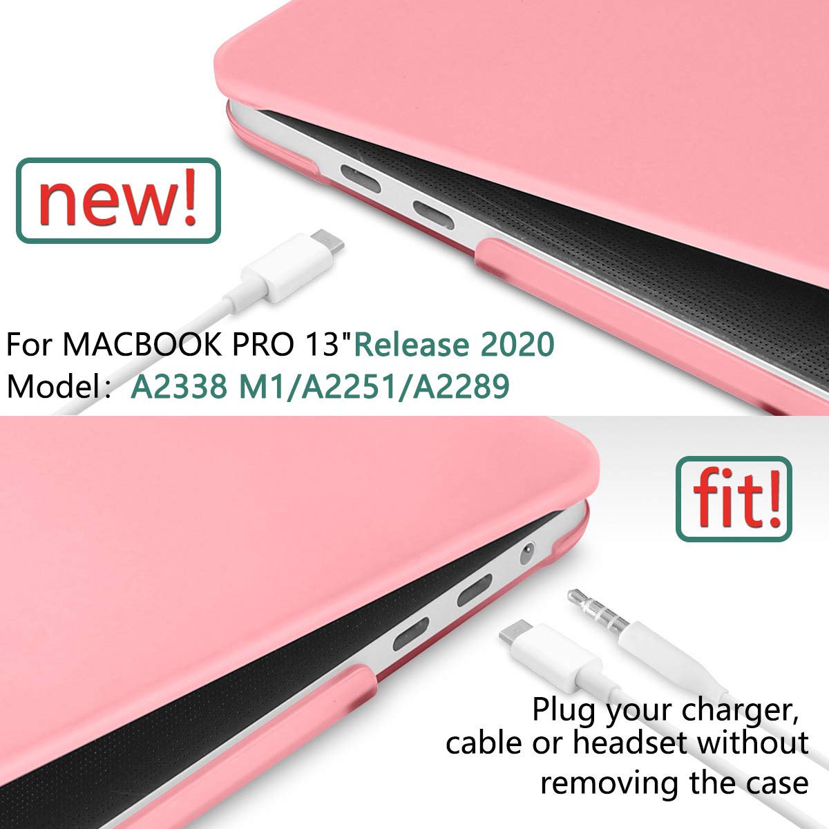 Frosted Pink Hard Shell Case for MacBook Pro 13 (2016-2023) with Keyboard Cover - Compatible with M1/M2 Models