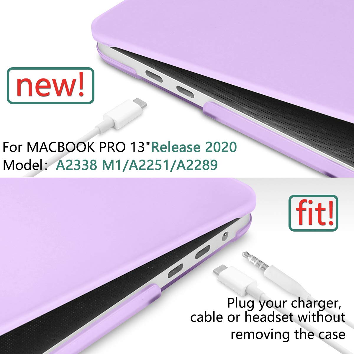 Vibrant Purple Hard Shell Case for MacBook Pro 13 Inch (2016-2023) with Keyboard Cover - Fits M1 & M2 Models