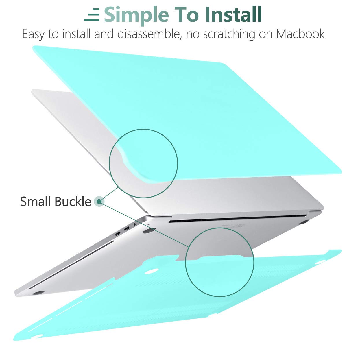 Turquoise Hard Shell Case with Keyboard Cover for MacBook Pro 13 Inch (2016-2023) M1 M2 Models - A2338 A2289 A2251 A2159