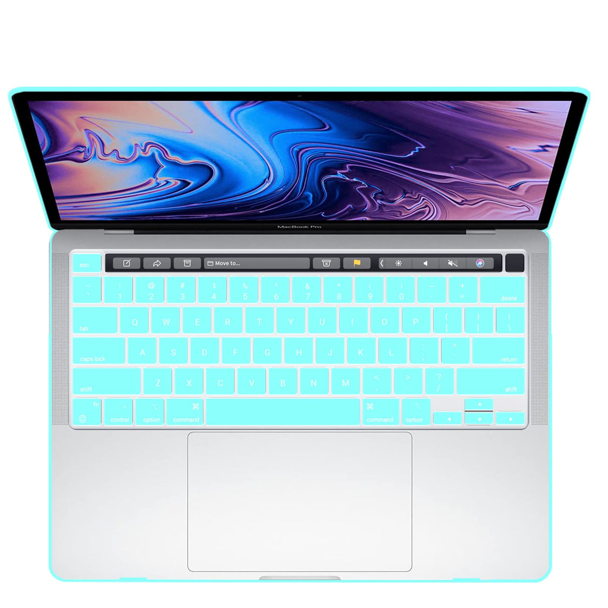 Turquoise Hard Shell Case with Keyboard Cover for MacBook Pro 13 Inch (2016-2023) M1 M2 Models - A2338 A2289 A2251 A2159