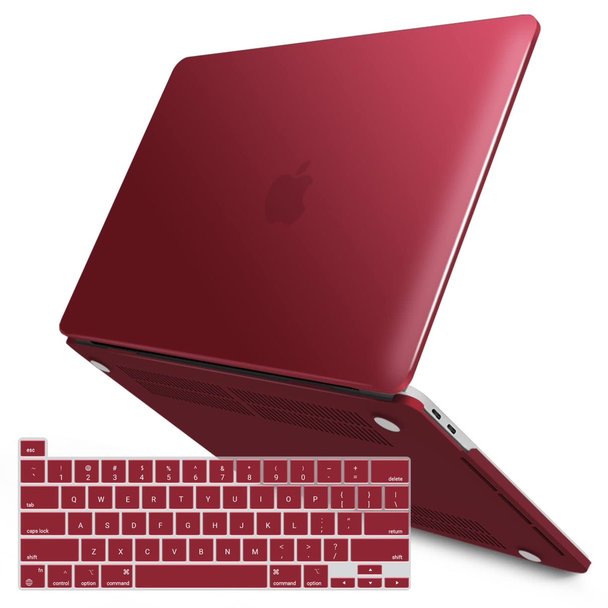 Wine Red Hard Shell Case with Keyboard Cover for 13-Inch MacBook Pro (2016-2023, M1/M2)