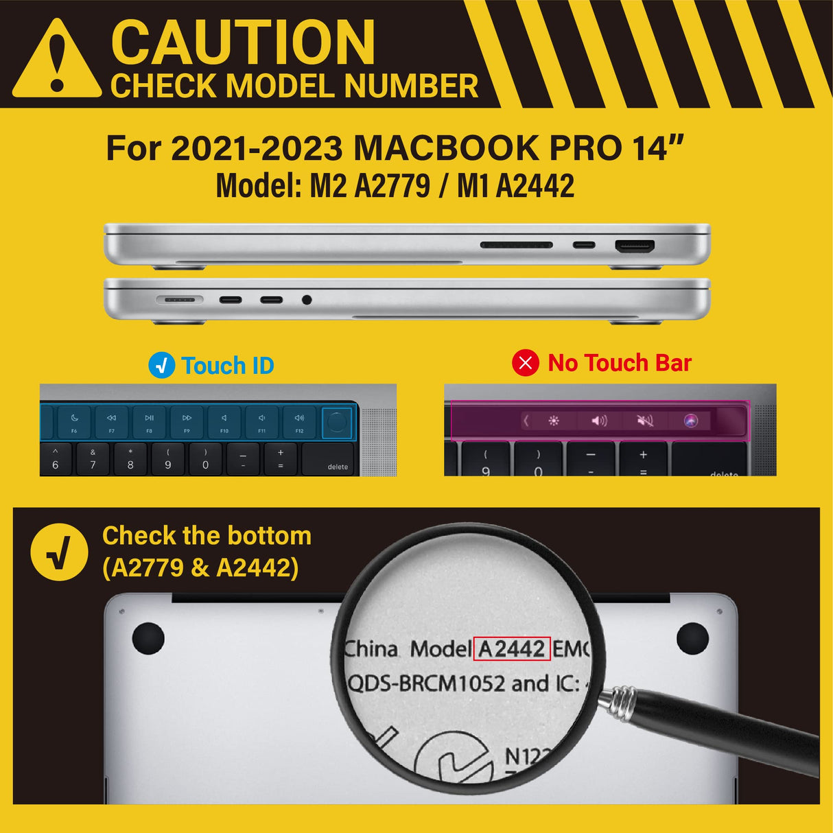 MacBook Pro 14 M2/M1 Hardshell Case with Keyboard Cover - Black (2023/2022/2021 Model A2779 & A2442)