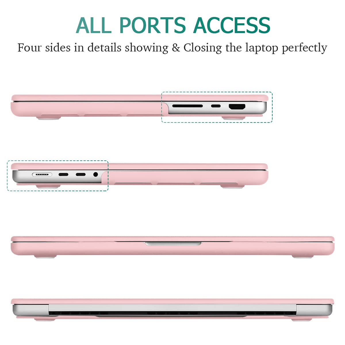 Stylish Pink Hardshell Case with Keyboard Cover for 14 MacBook Pro M2 A2779 & M1 A2442 (2021-2023)