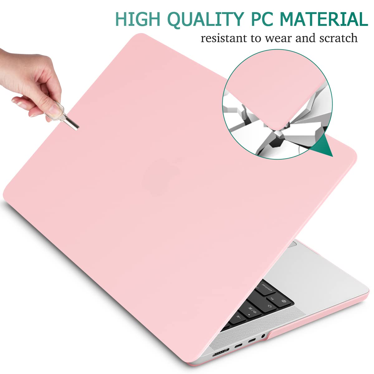 Stylish Pink Hardshell Case with Keyboard Cover for 14 MacBook Pro M2 A2779 & M1 A2442 (2021-2023)