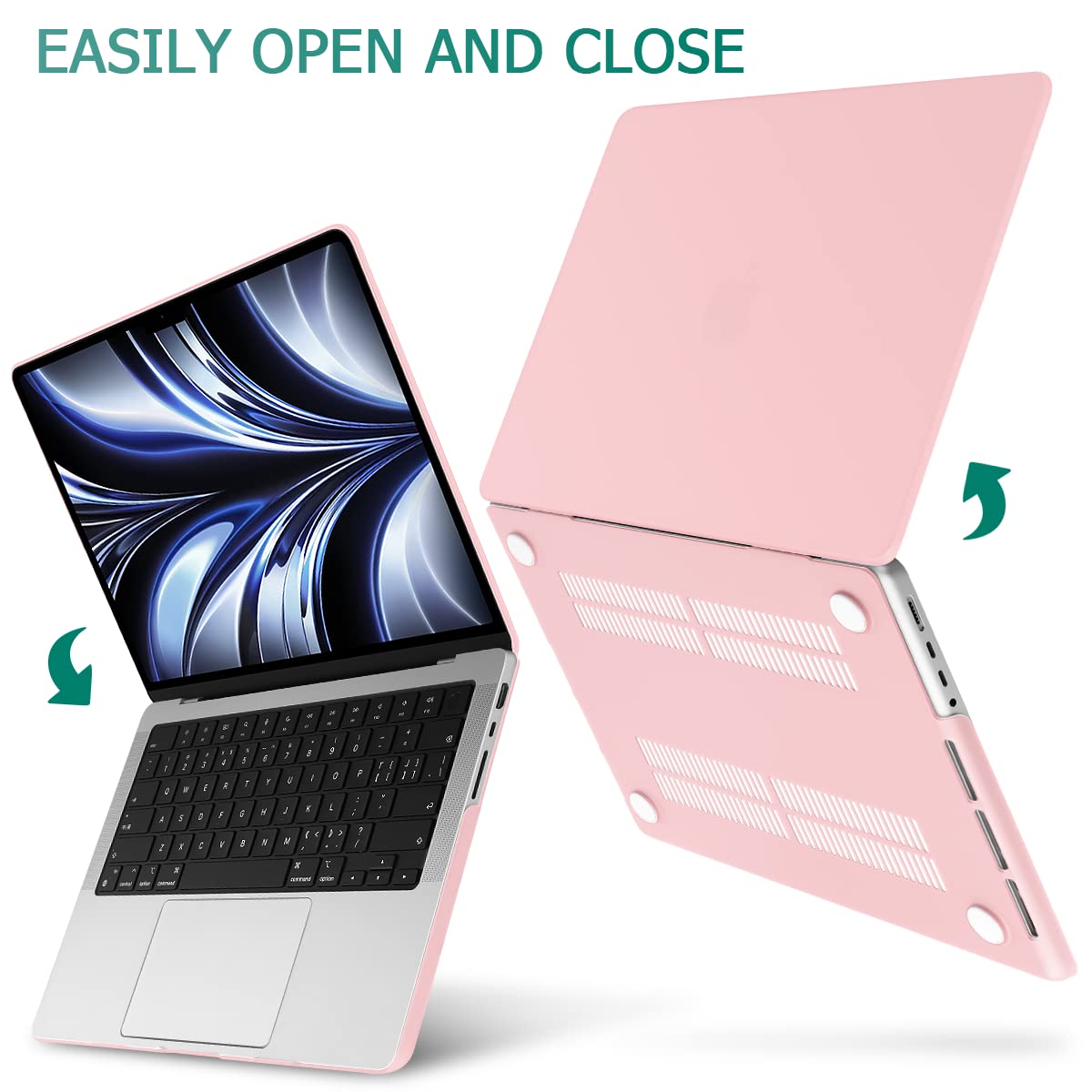 Stylish Pink Hardshell Case with Keyboard Cover for 14 MacBook Pro M2 A2779 & M1 A2442 (2021-2023)