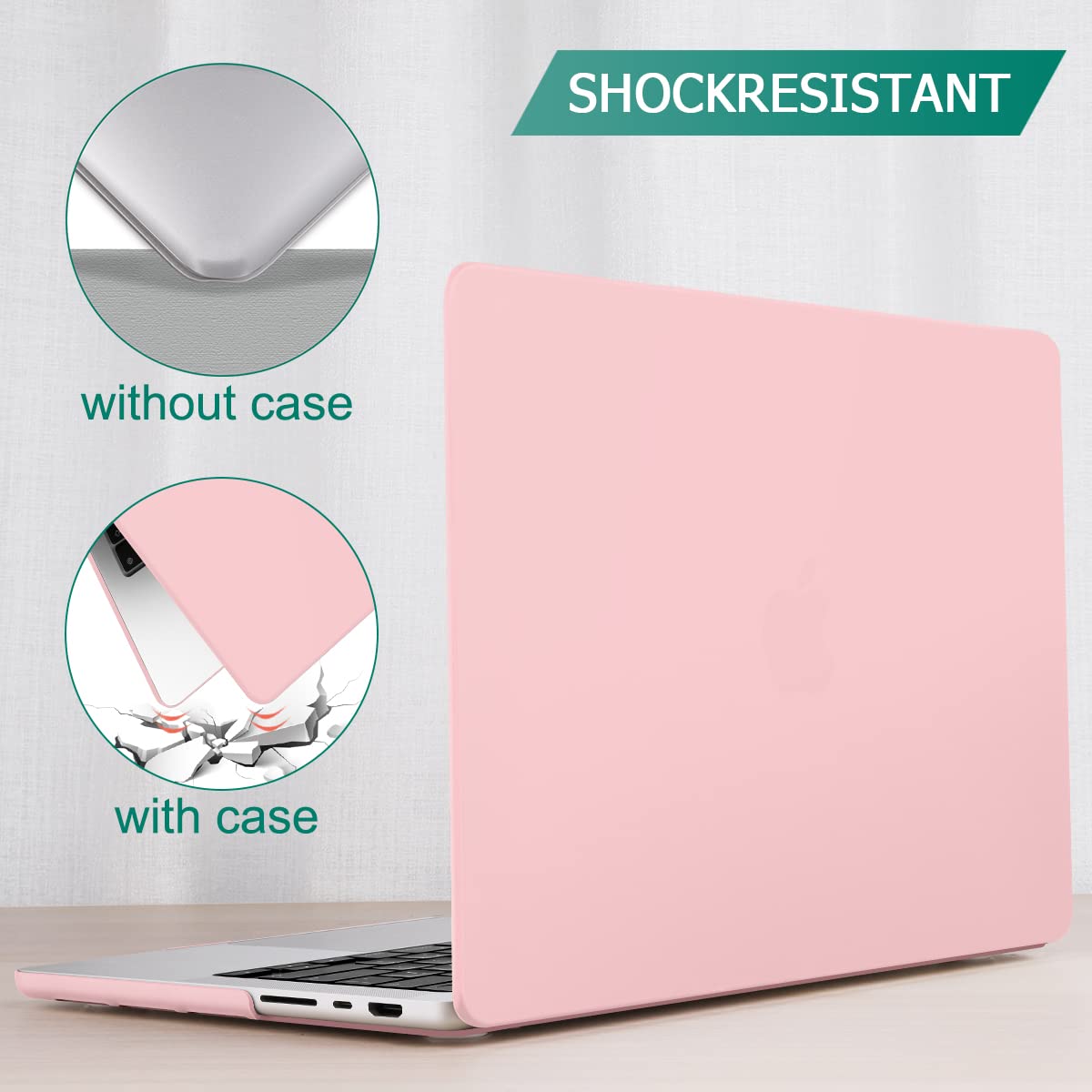 Stylish Pink Hardshell Case with Keyboard Cover for 14 MacBook Pro M2 A2779 & M1 A2442 (2021-2023)