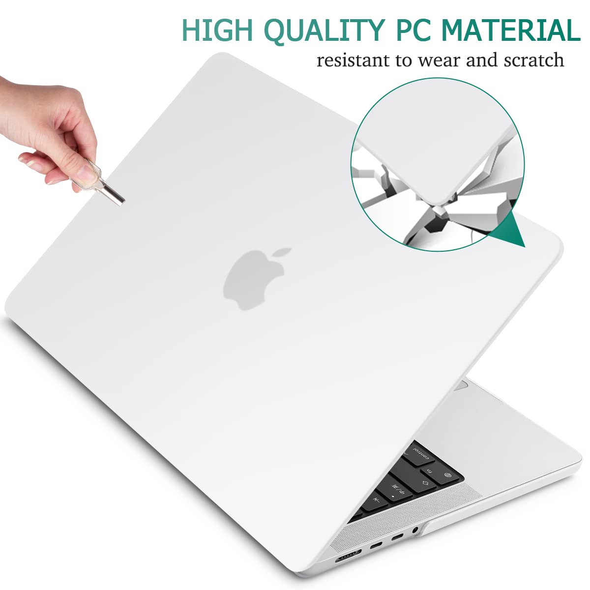 Protective Hardshell Case & Keyboard Cover for 14 MacBook Pro M2 A2779 & M1 A2442 (2021-2023) - White