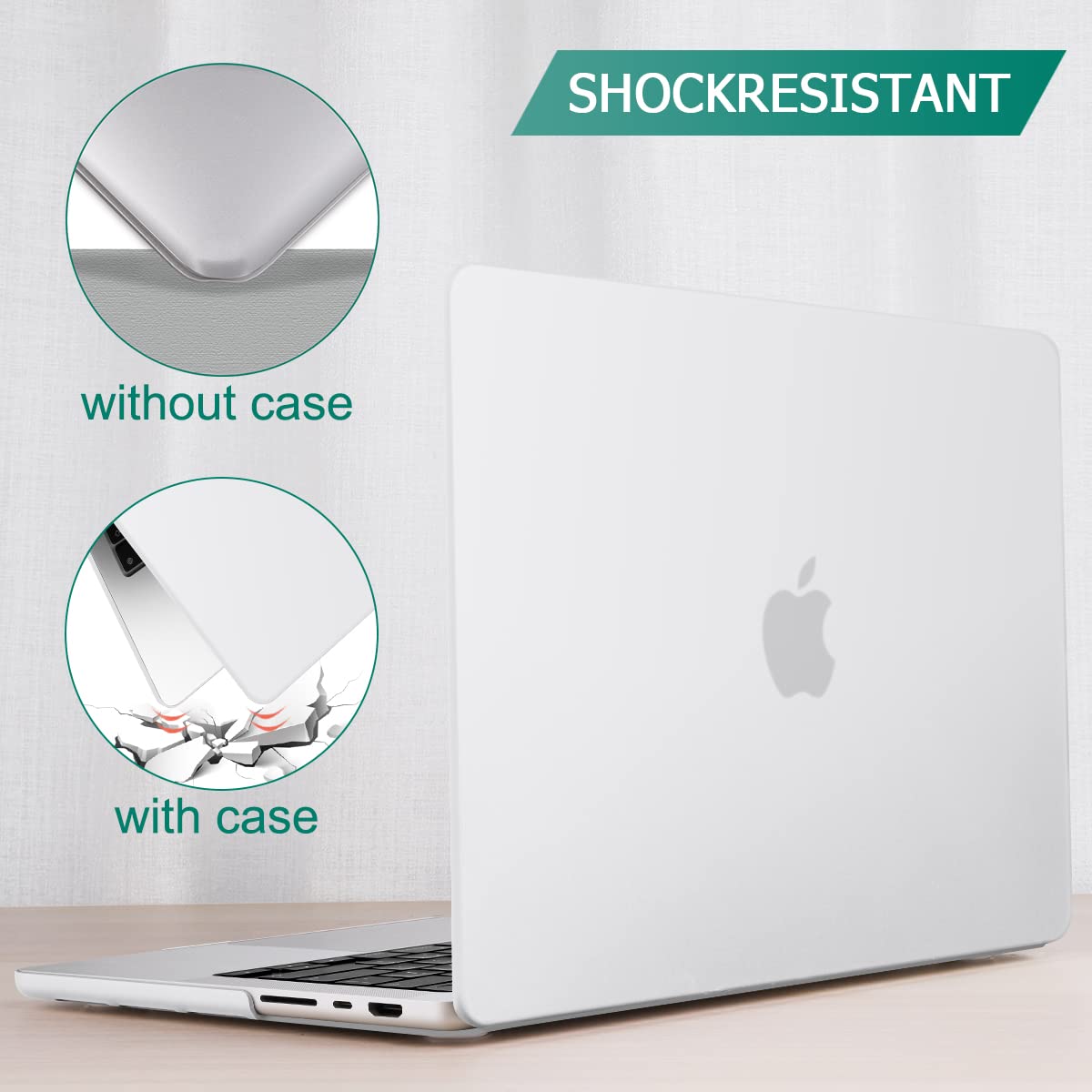 Protective Hardshell Case & Keyboard Cover for 14 MacBook Pro M2 A2779 & M1 A2442 (2021-2023) - White