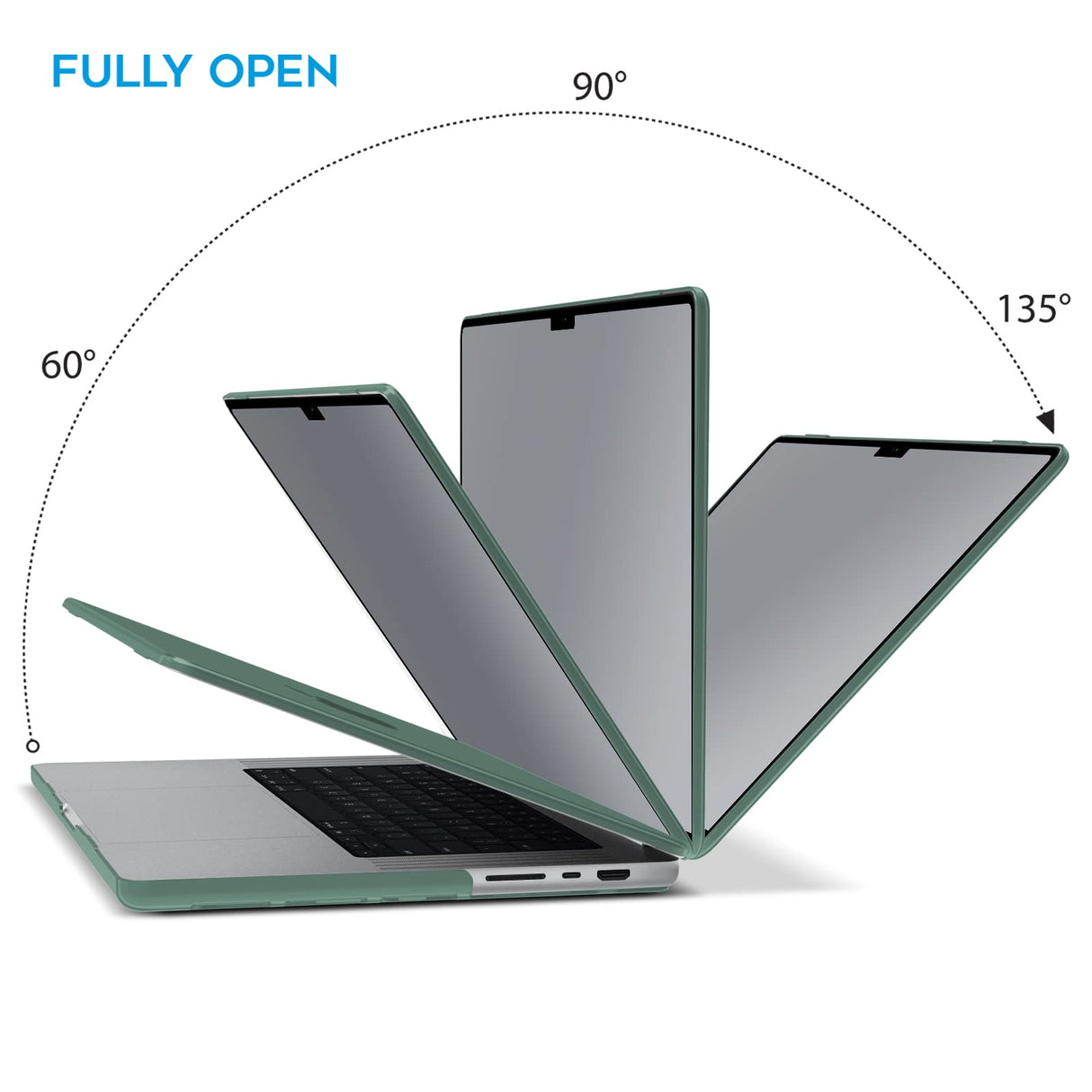 Midnight Green Hardshell Case with Keyboard Cover for 14 MacBook Pro M2 A2779 & M1 A2442 (2021-2023)